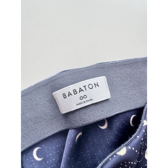 NWOT Aritzia BABATON Navy Blue Moon Printed Satin Midi Slip Skirt, Size 00 - Picture 9 of 13